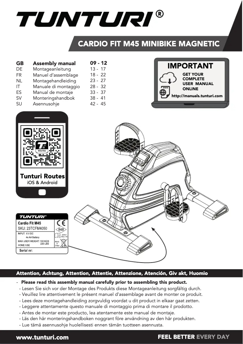 First page image of the manual for Cardio Fit M45