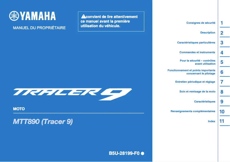 Page 1 of the manual User Manual Yamaha Tracer 900 (2021)