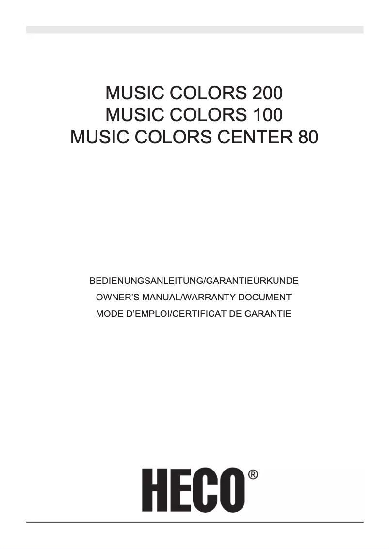 First page image of the manual for Music Colors 100