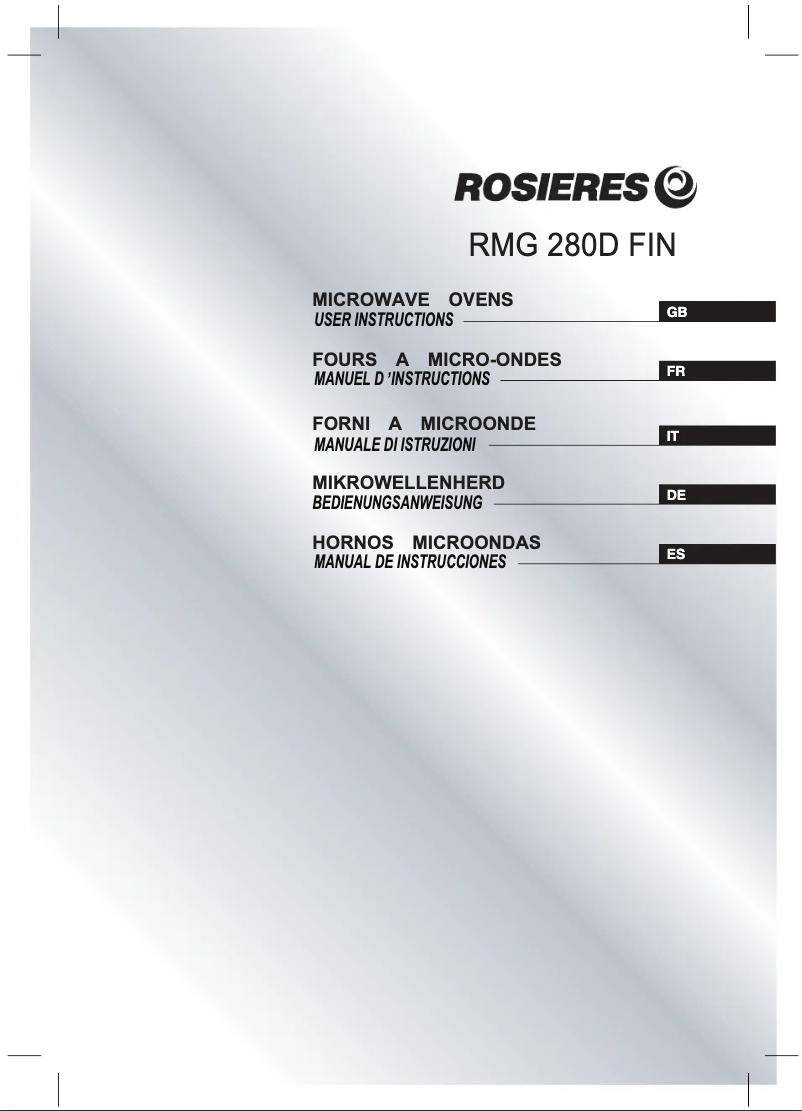 Page 1 of the manual User Manual Rosieres RMG 28DFPN