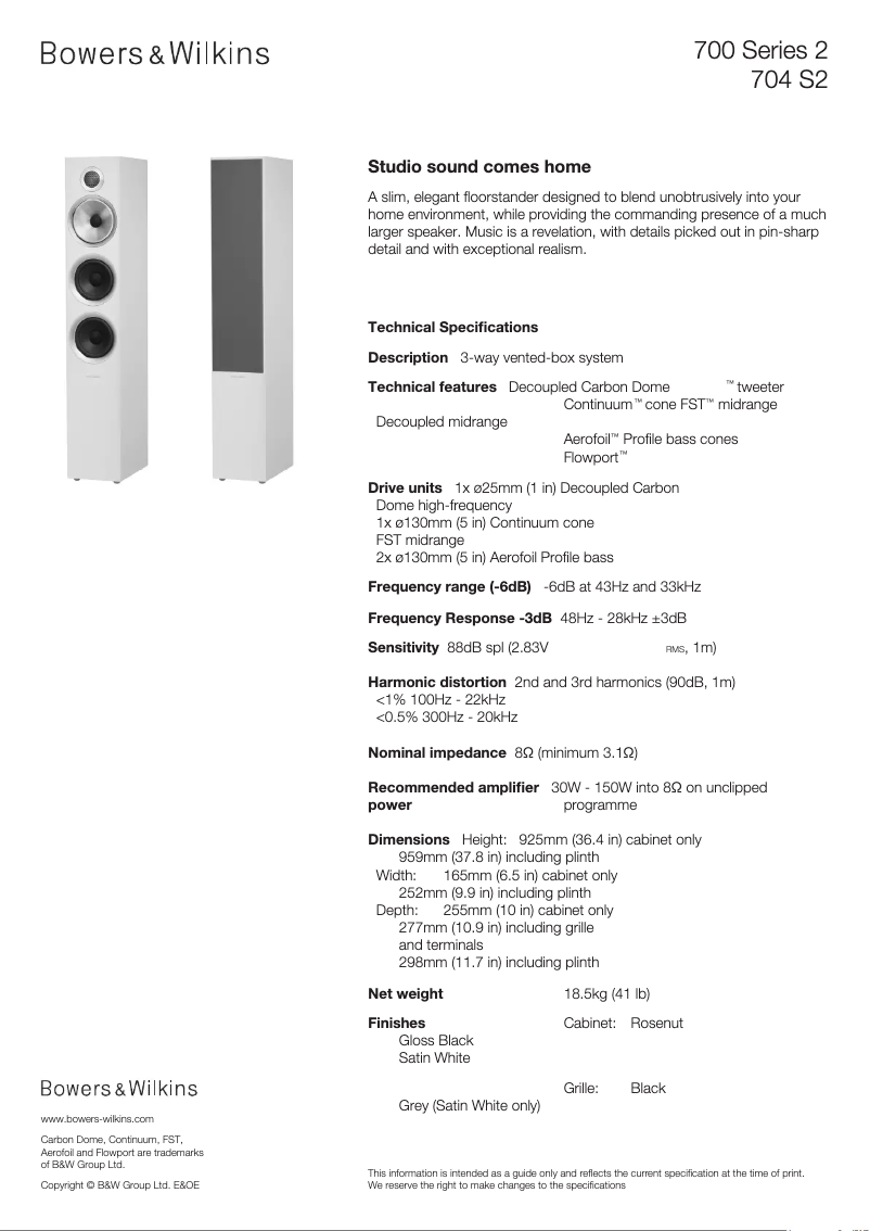 First page image of the manual for 704 S2
