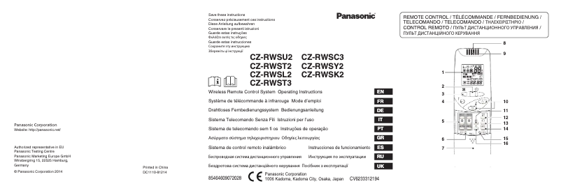 Page 1 of the manual User Manual Panasonic CZ-RWST3