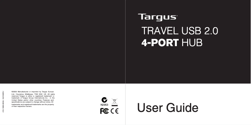 Page 1 of the manual User Manual Targus ACH93EU