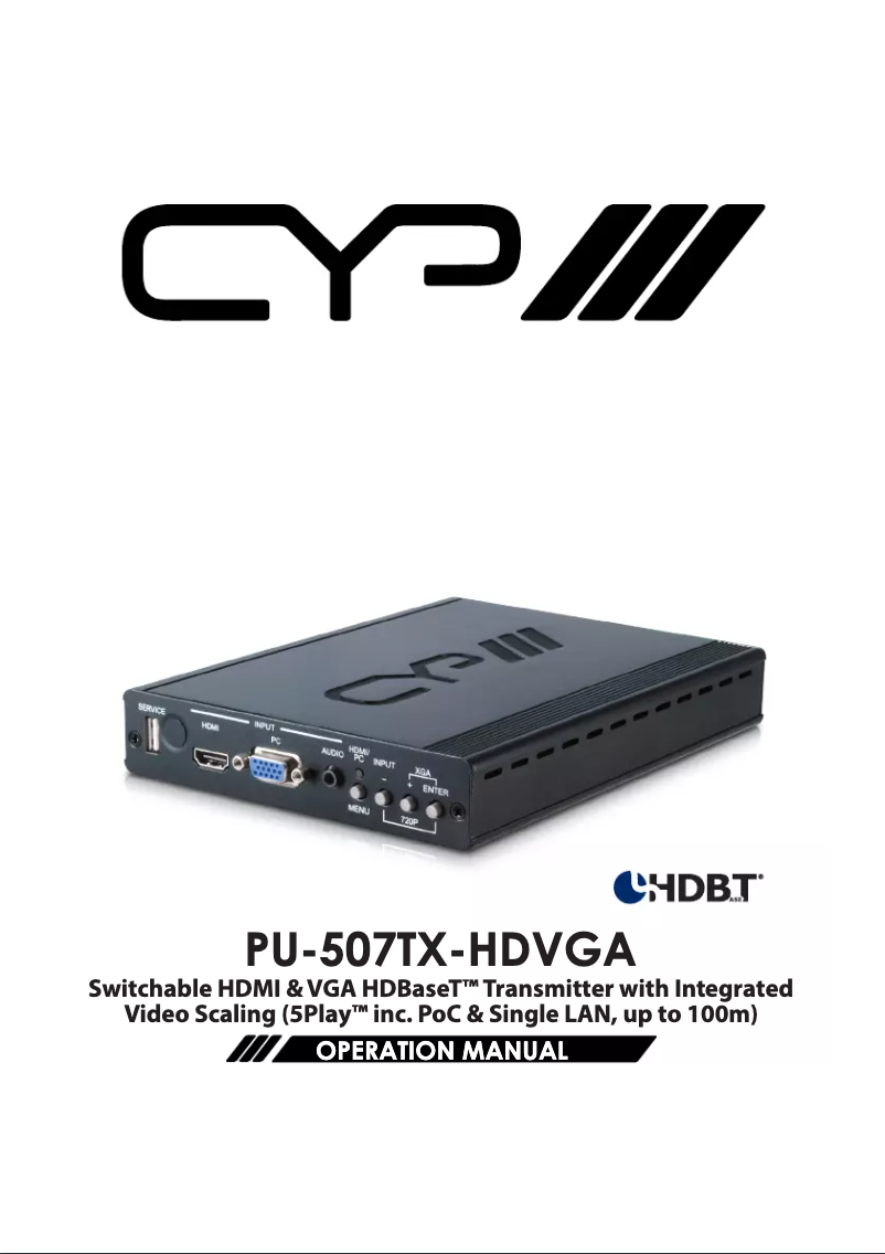 Page 1 of the manual User Manual CYP PU-507TX-HDVGA