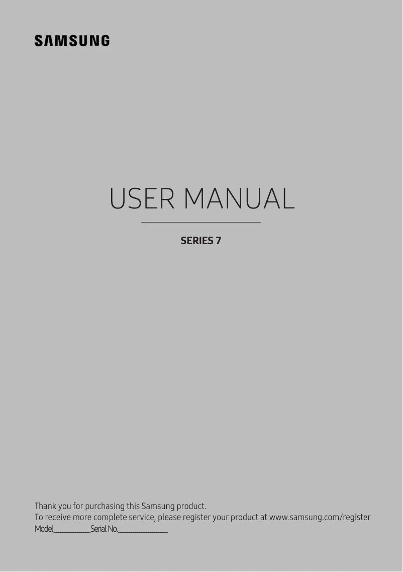 Page 1 of the manual User Manual Samsung UA40KU7000W
