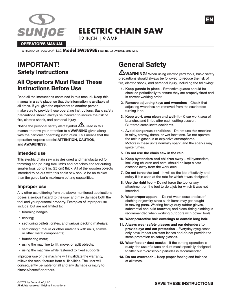 First page image of the manual for SWJ698E