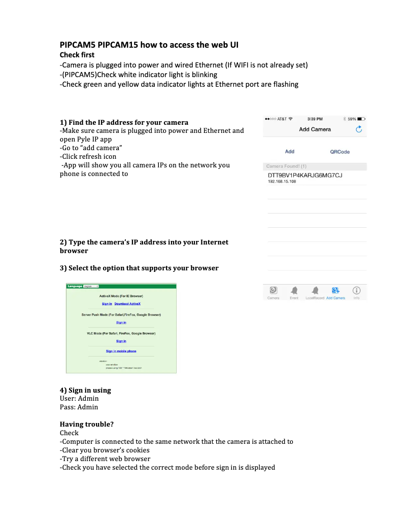 Page 1 of the manual User Manual Pyle PIPCAM15