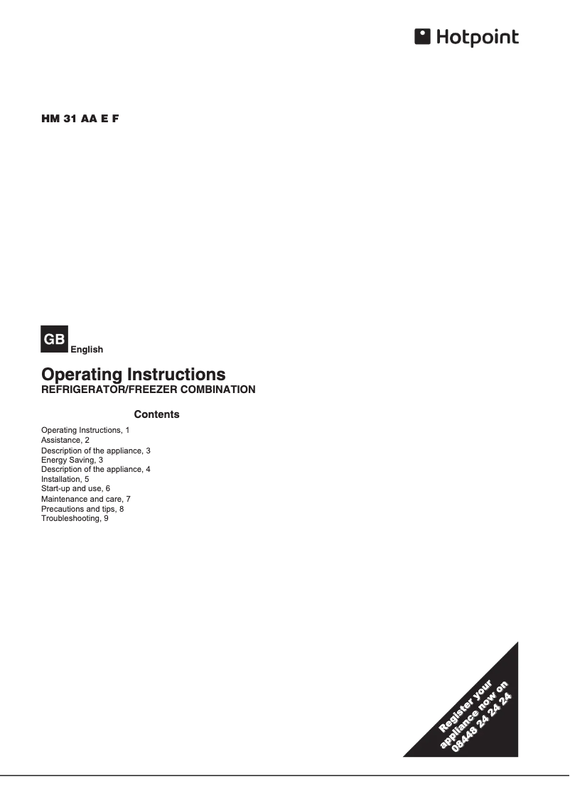 First page image of the manual for HM31AAEF