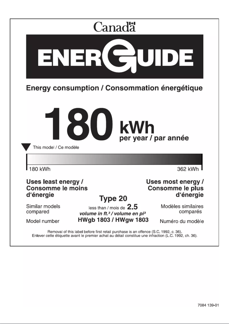 Page 1 of the manual Energy Label Liebherr HWGB-1803