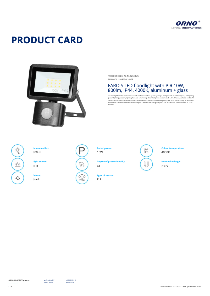 First page image of the manual for AD-NL-6252BLR4