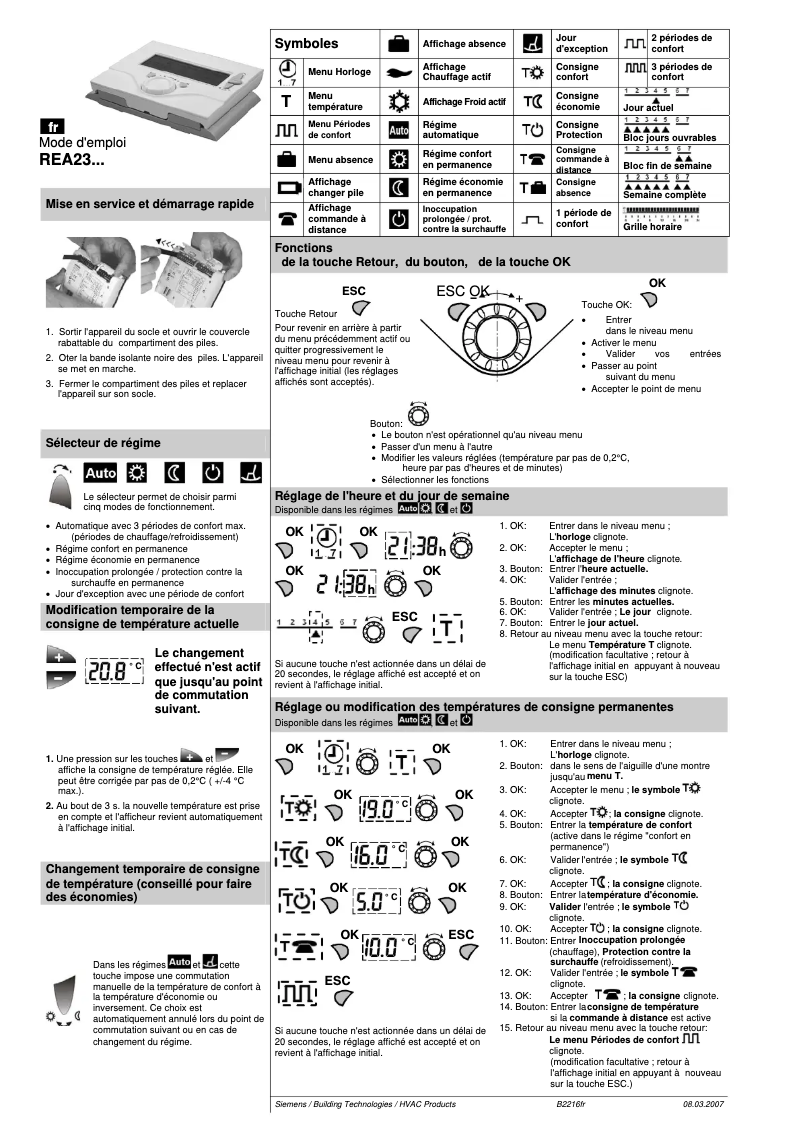 Page 1 of the manual User Manual Siemens REA23