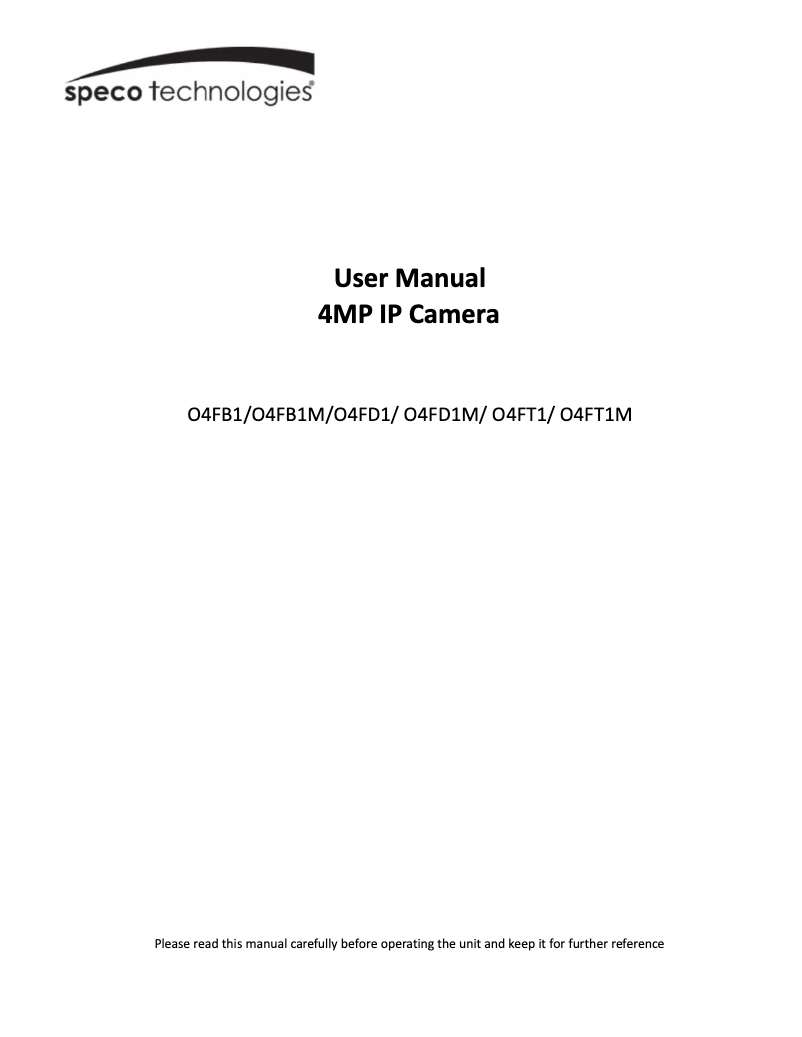 Page 1 of the manual User Manual Speco Technologies O4FD2