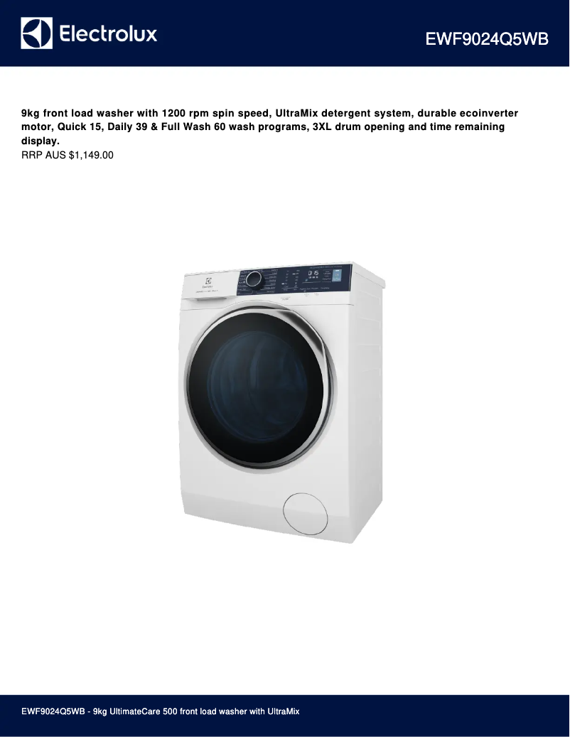 First page image of the manual for EWF9024Q5WB