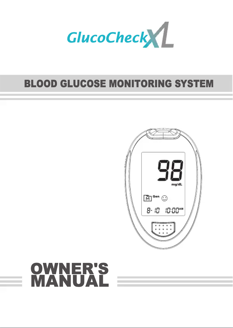 First page image of the manual for GlucoCheck XL