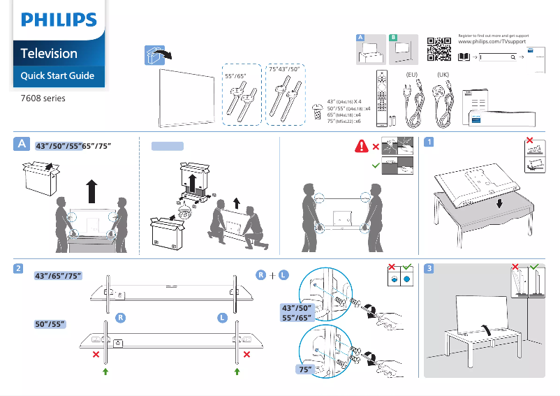 Page 1 of the manual Quick Start Guide Philips 43PUS7608