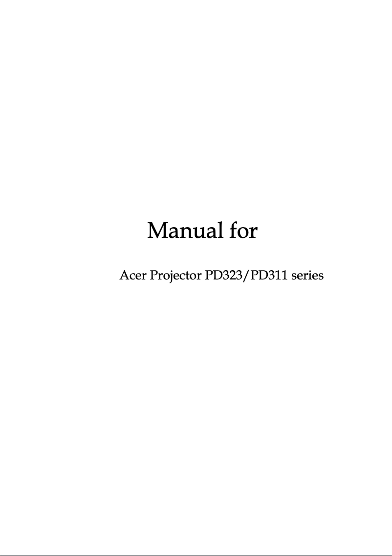 First page image of the manual for PD311