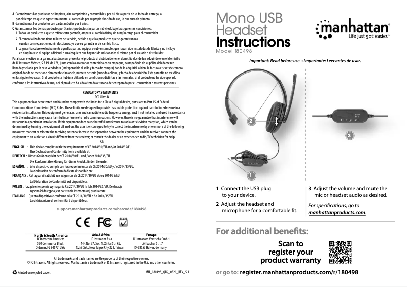 Page 1 of the manual User Manual Manhattan 180498