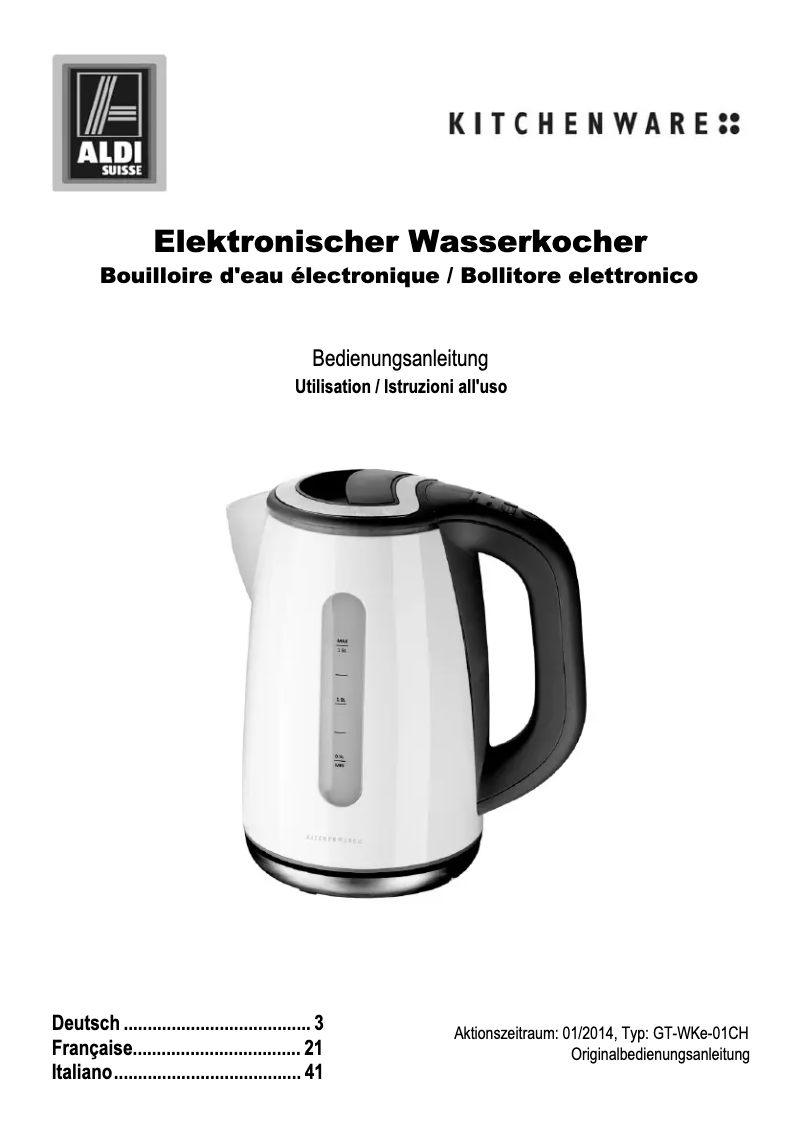 Page 1 of the manual User Manual Kitchenware GT-WKe-01CH