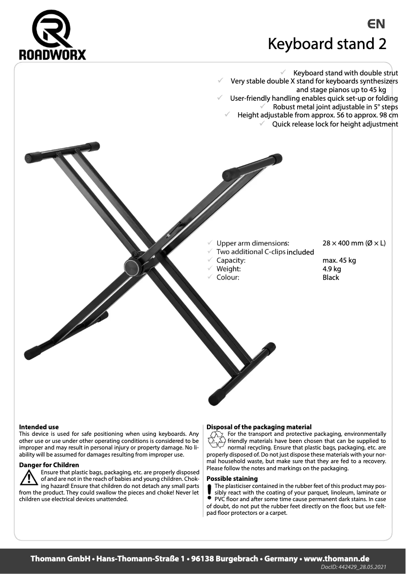 First page image of the manual for Keyboard Stand 2