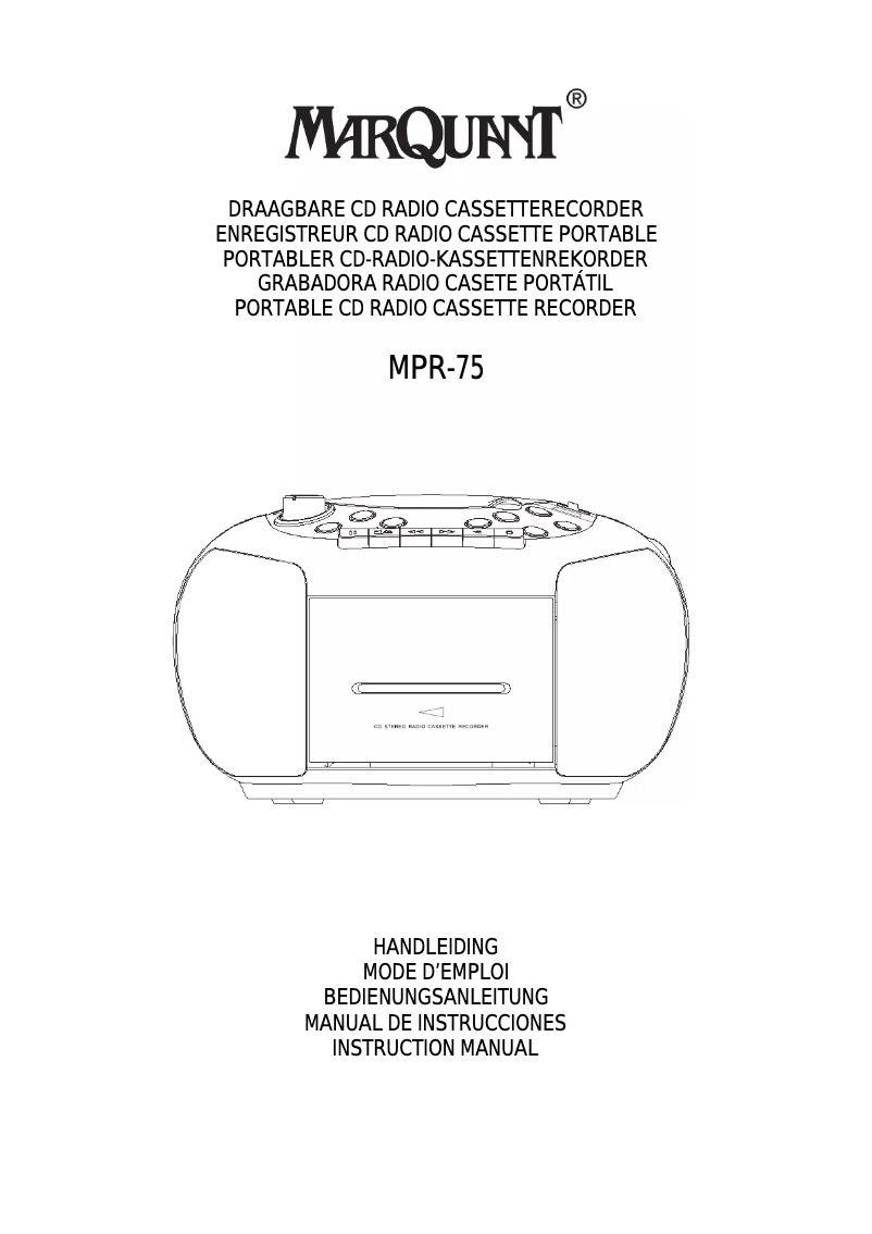 Image de la première page du manuel de l'appareil MPR75
