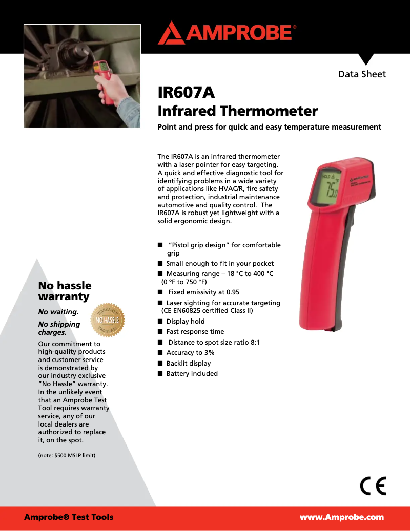 Page 1 of the manual Technical Sheet Amprobe IR607A
