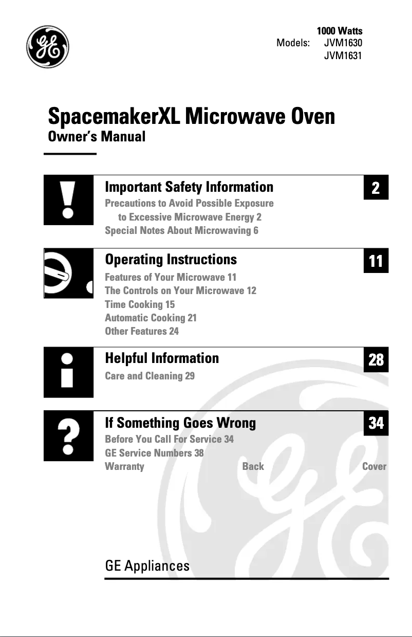 First page image of the manual for JVM1630CH