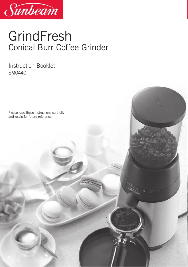 First page image of the manual for GrindFresh EM0440