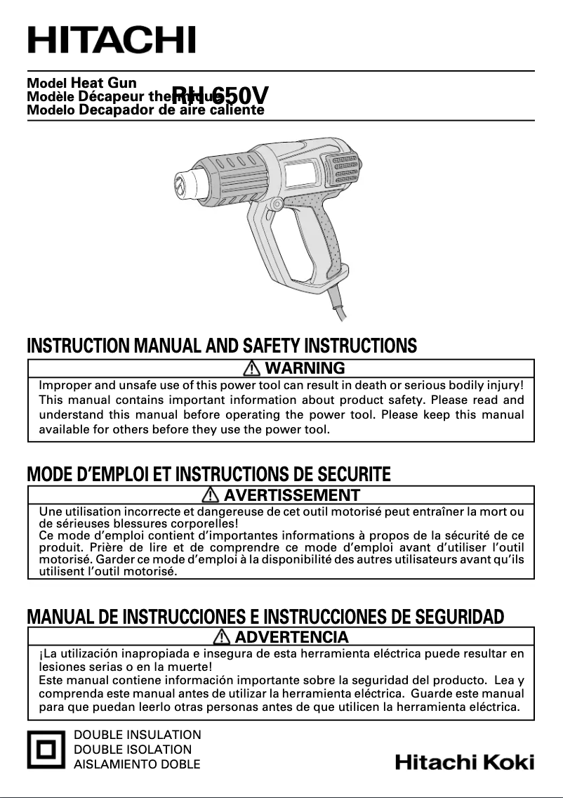 First page image of the manual for RH650V