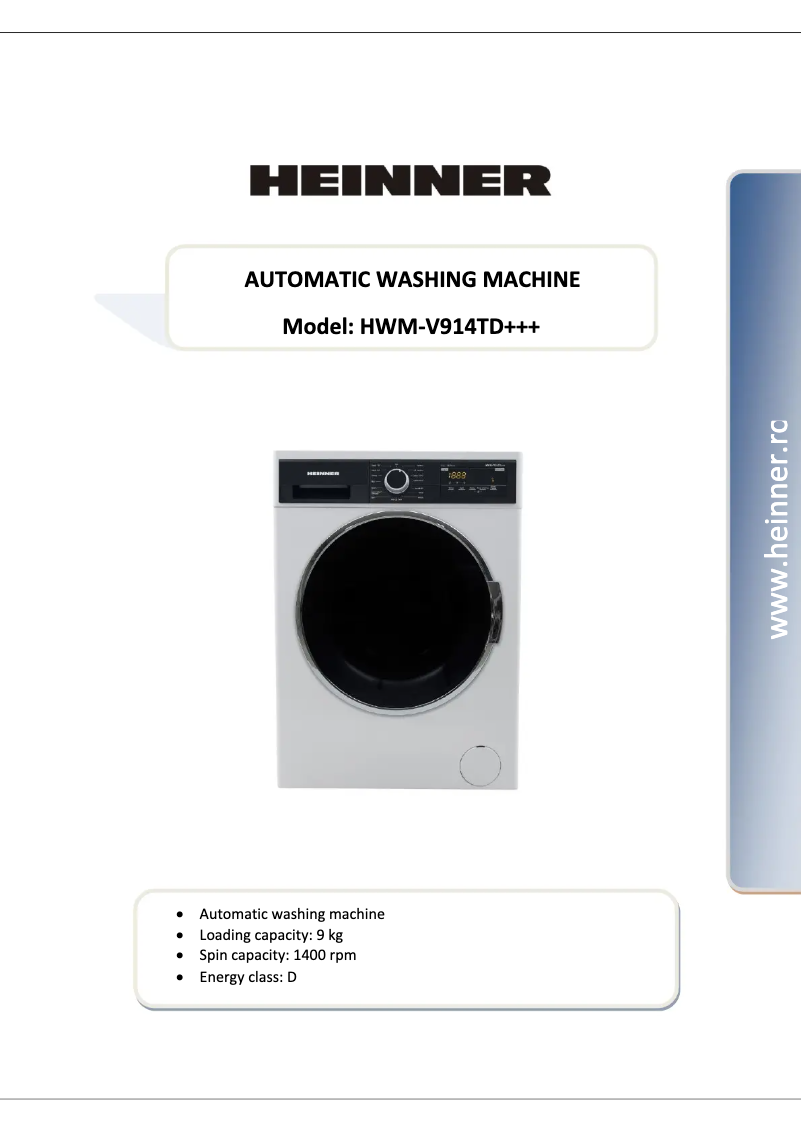 First page image of the manual for HWM-V914TD+++