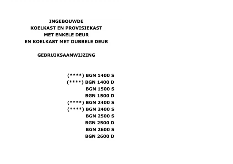 First page image of the manual for BGN 1500