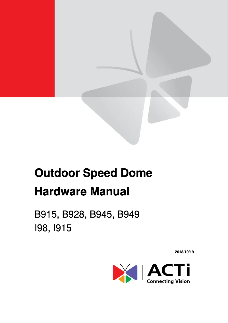 Page 1 of the manual User Manual ACTi B945