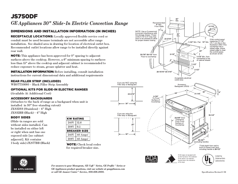First page image of the manual for JS750DFWW