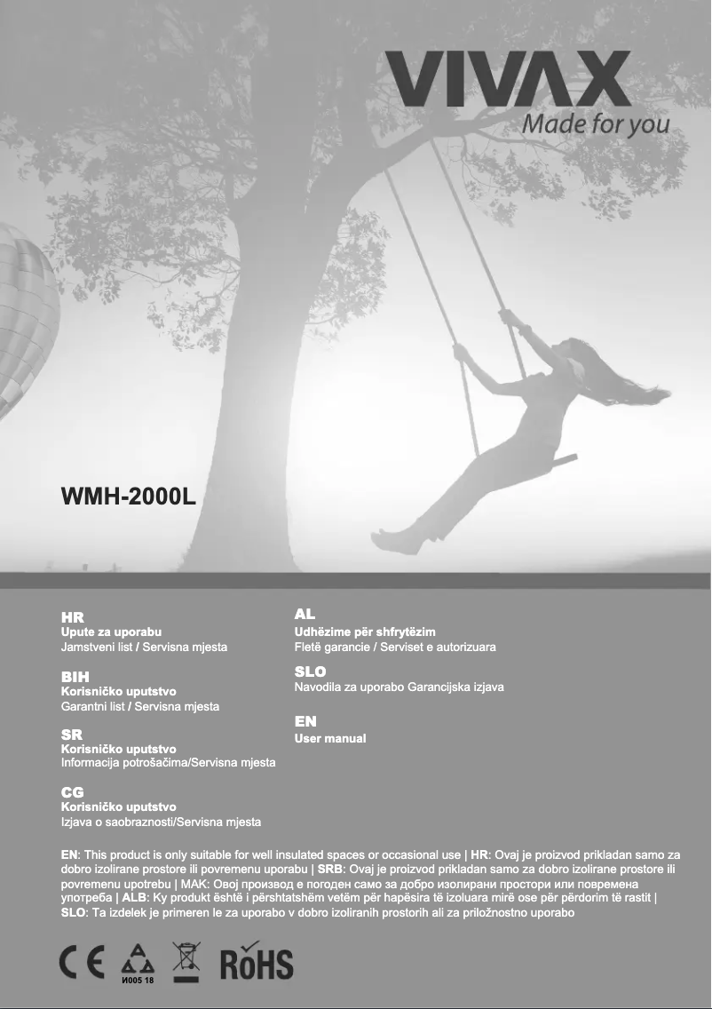 First page image of the manual for WMH-2000L