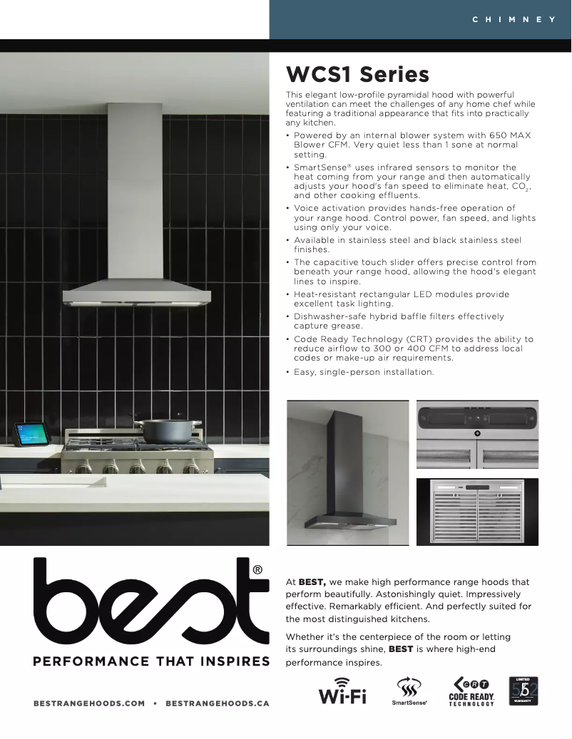 Page 1 of the manual Technical Sheet Best WCS1366SS