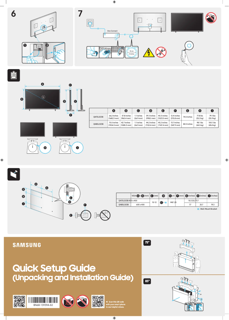 First page image of the manual for QN75LS03B