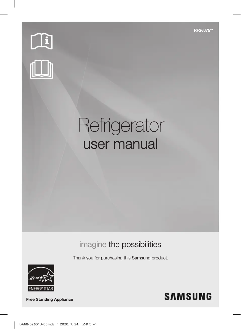 First page image of the manual for RF26J7510SR