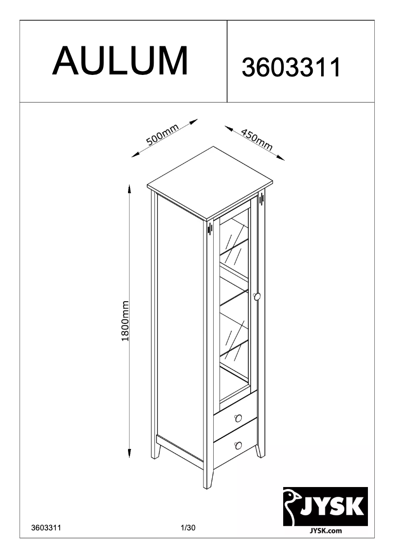 Page 1 of the manual User Manual JYSK Aulum (50x180x45)