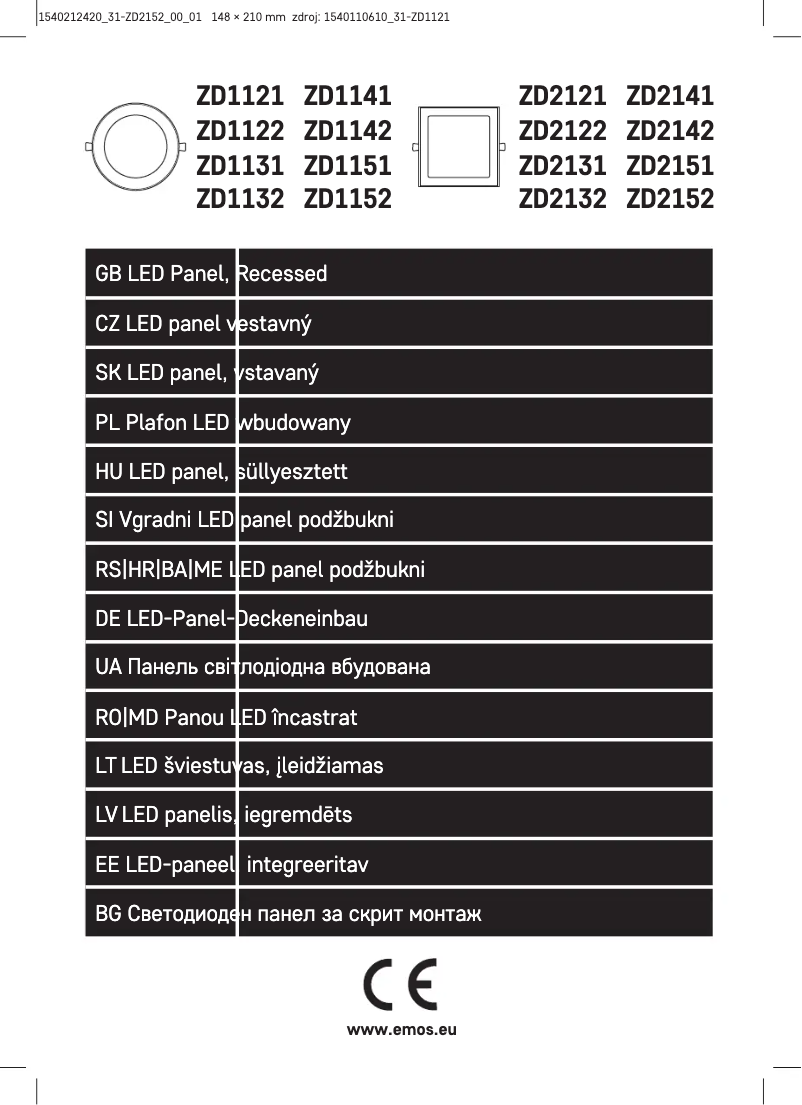 First page image of the manual for ZD2152