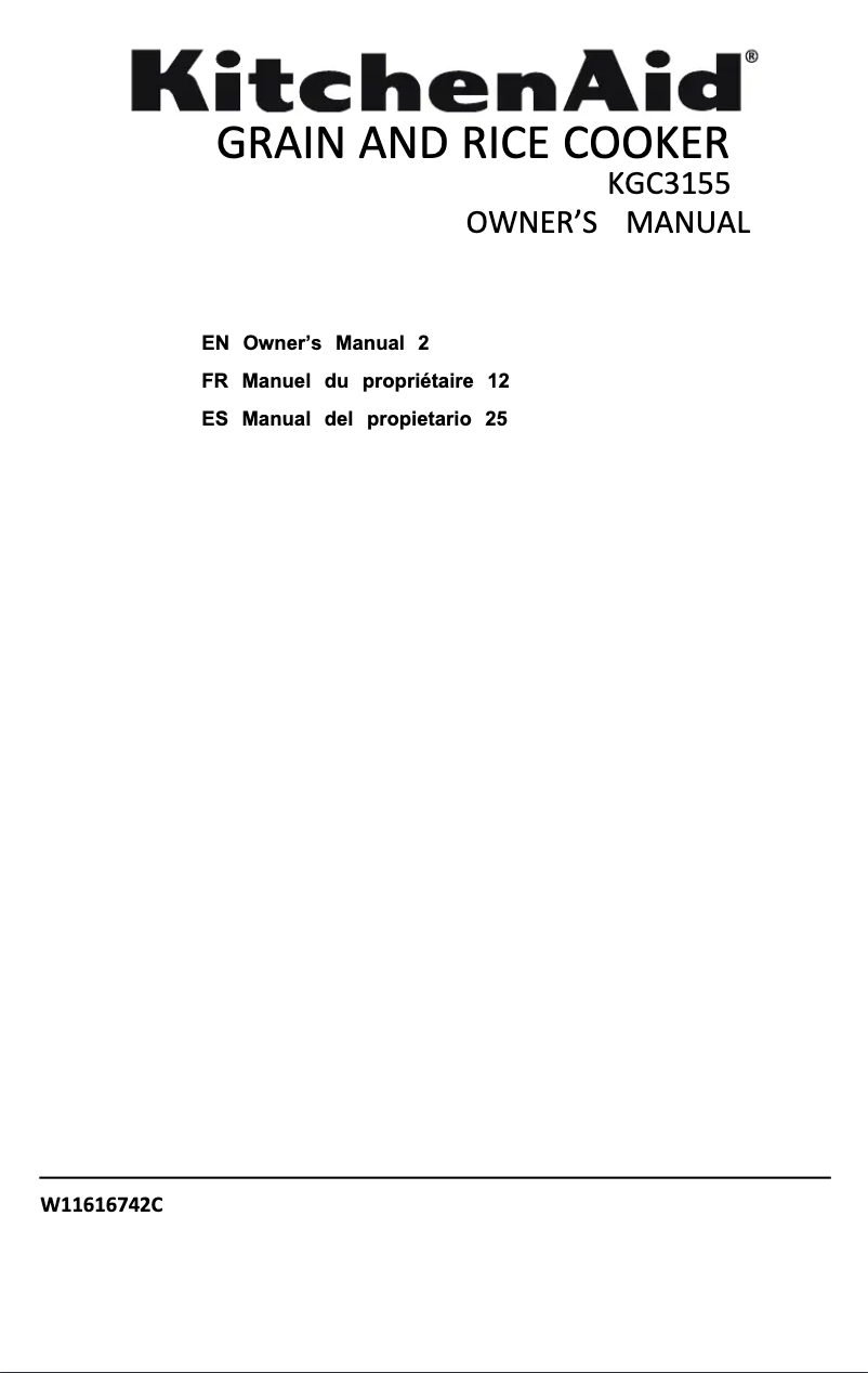 First page image of the manual for KGC3155