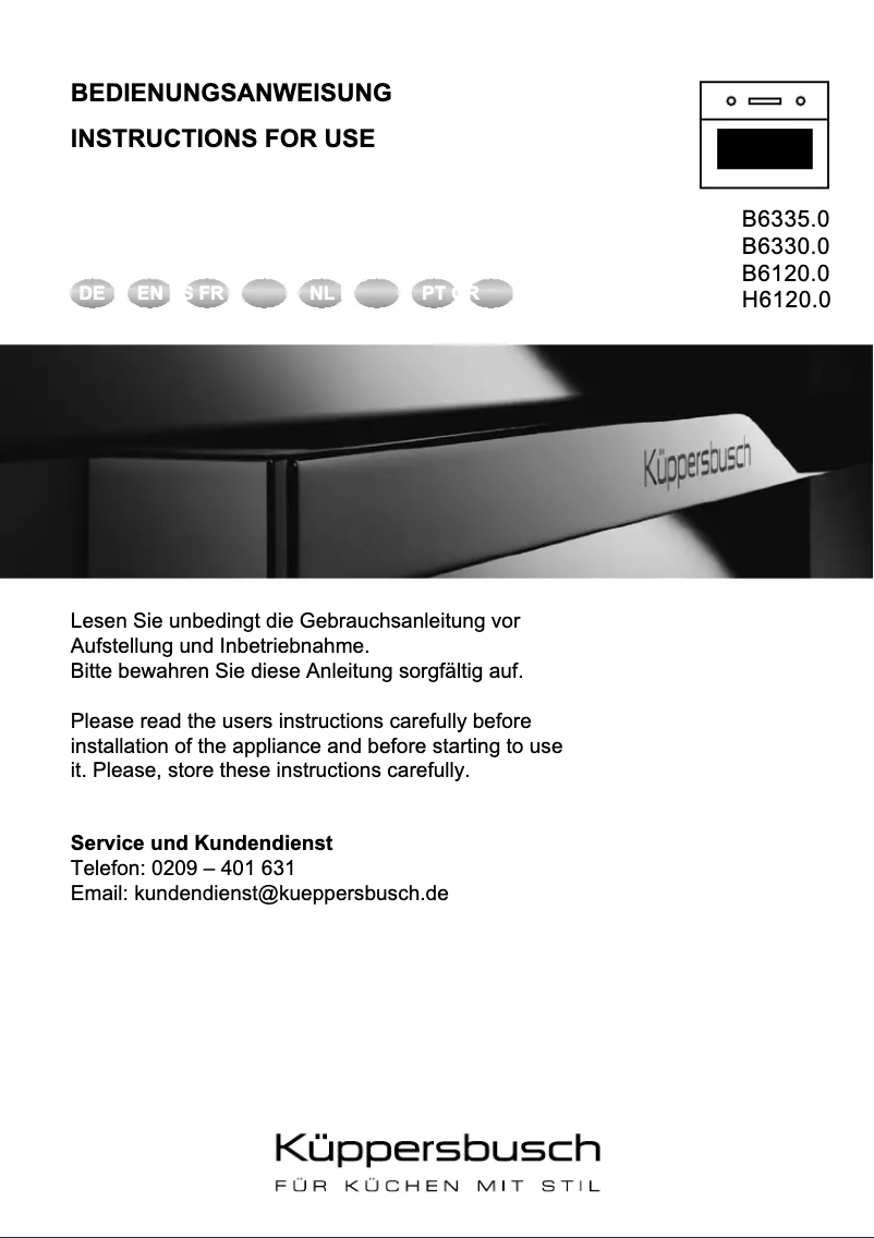Page 1 of the manual User Manual Küppersbusch B6330.0S1