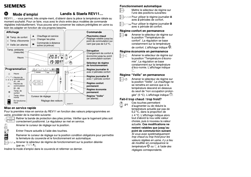 Page 1 of the manual User Manual Siemens Landis & Staefa REV11