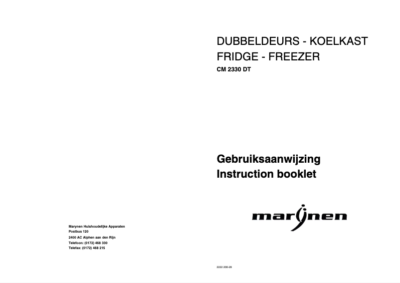 Page 1 of the manual User Manual Marijnen CM 2330 DT