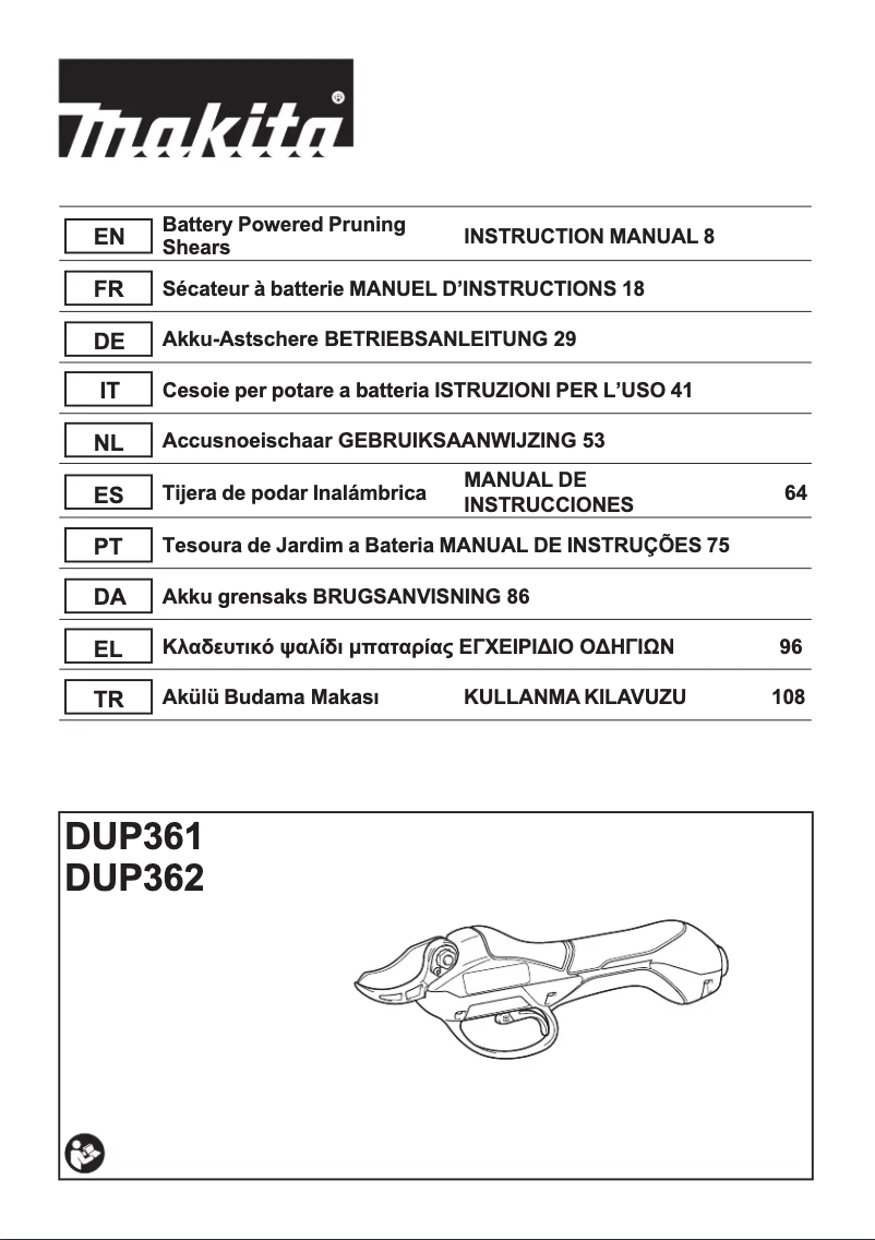 Page 1 of the manual User Manual Makita DUP361Z