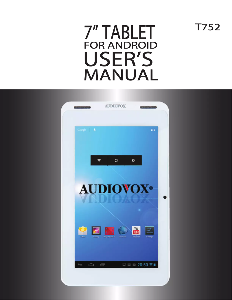 Page 1 of the manual User Manual audiovox T752