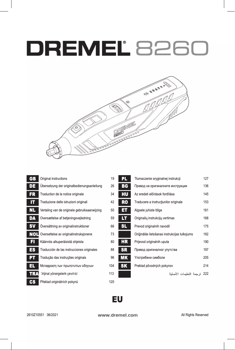Page 1 of the manual User Manual Dremel 8260