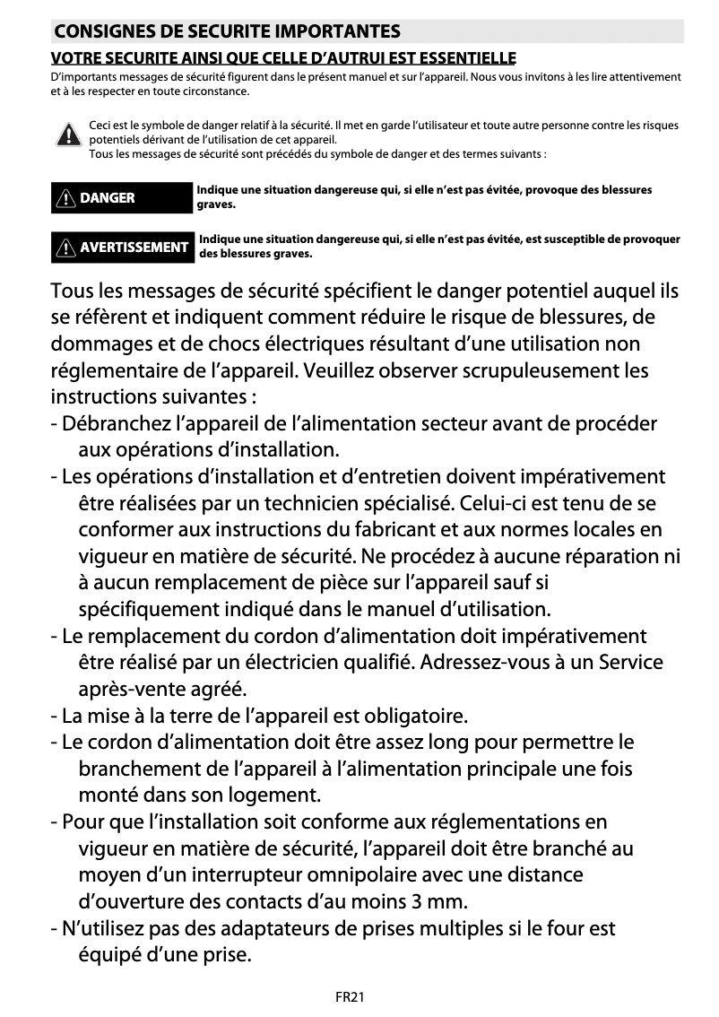 Page 1 de la notice Manuel utilisateur Whirlpool AKZM 652/IX