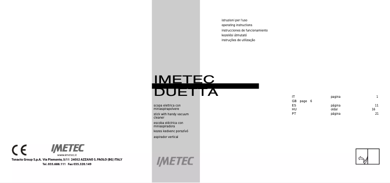 Page 1 of the manual User Manual Imetec Duetta 8501