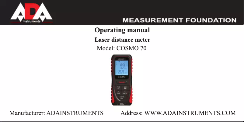 First page image of the manual for COSMO 70