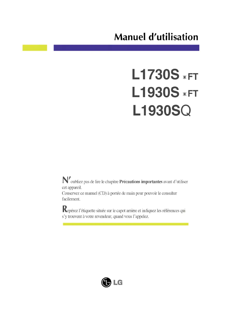 First page image of the manual for L1930BSFT