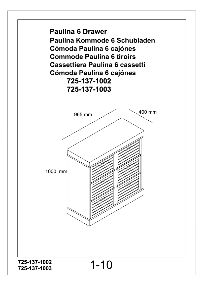 Page 1 of the manual User Manual JYSK Paulina (100x40x96.5)